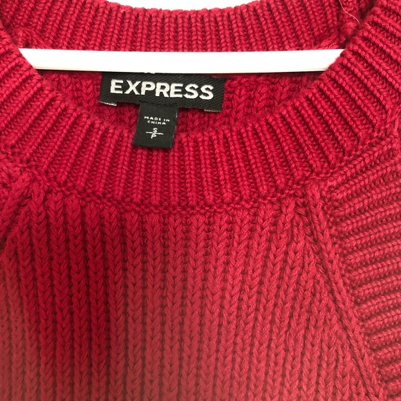 Express Red Knit Crop Sweater Top - Picture 4 of 4